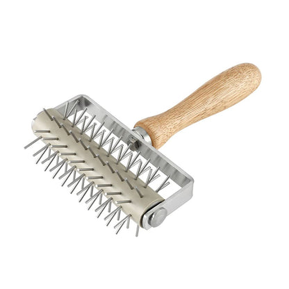 sktaotao Time-Saver Pizza Dough Roller Docker with Wood Handle, for Pizza Cookie Cake Pie Pastry Bread Dough (Stainless Steel)