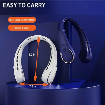 Portable Bladeless Neck Fan - USB Rechargeable 4000mAh Battery Operated, 360° Cooling for Women and Men