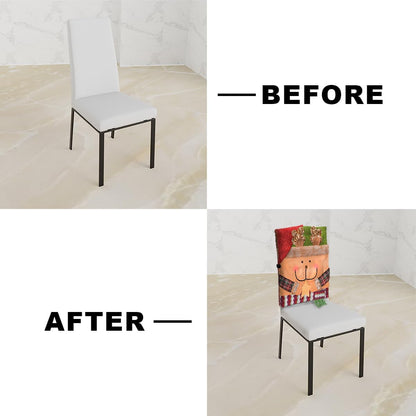 Set 6, (6, Sumgsn Christmas Chair Covers of Christmas Chair Decorations, Santa Snowman Chair Back Cover for Kitchen
