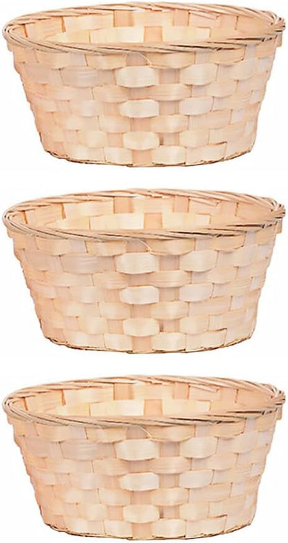 Wooden Berry Baskets, 3pcs Mini Woven Round Baskets for Food Serving and Candy Gift Container