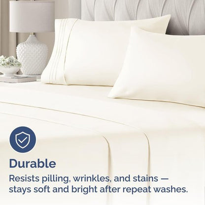 King Standard Pillow Cases - Soft Hotel Quality Covers | Comfy, Fade-Free & Wrinkle Resistant - 2 Piece Set in Off White