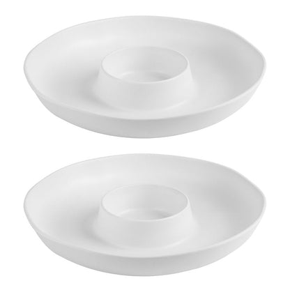 ZAROCRUS Chip and Dip Serving Set Divided Serving Platter Appetizers and Cheeses Serving Tray White Compartment Dishes for Party, Christmas, Dessert, Fruit, Candy, 13-inch Set of 2