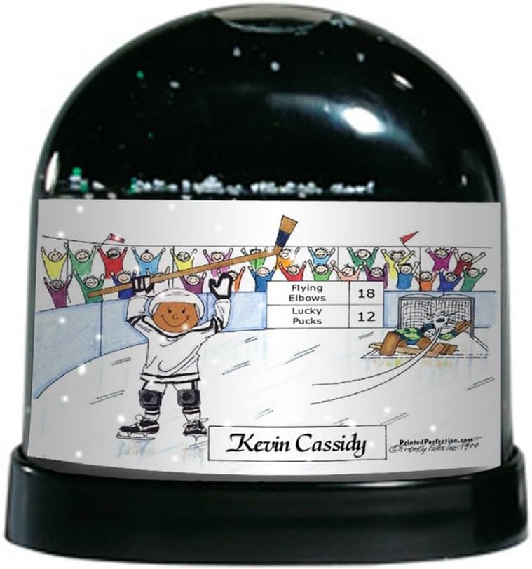 PrintedPerfection.com Personalized Male Hockey Player Snow Globe Gift