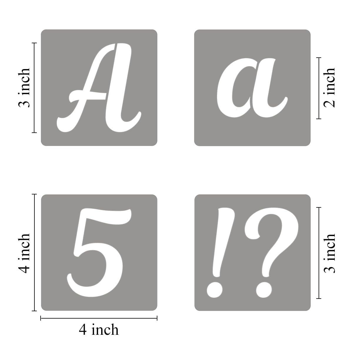 REOLAN 3 Inch Letter Stencils for Painting - 70 Pack Alphabet Letter and Number Stencil Templates with Signs for Painting, Reusable Cursive Alphabet Stencils for Chalkboard Wood Crafts & Wall Decor