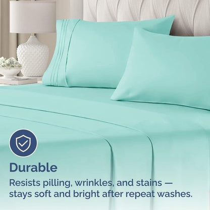 King Standard Pillow Cases - Soft Hotel Quality Covers for Comfy Bedding | 4-Piece Set in Spa Blue