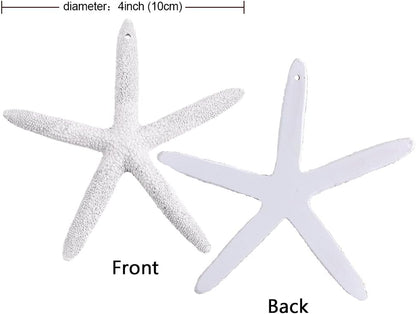 AerWo 20pcs 4 Inches White Artificial Resin Starfish with Rope for DIY Craft Beach Wedding Decorations