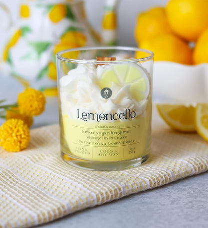 Dessert Candle Lemoncello, Long Lasting Scent Citrus Bergamot Mint, Natural Coco Soy Wax, 9 oz