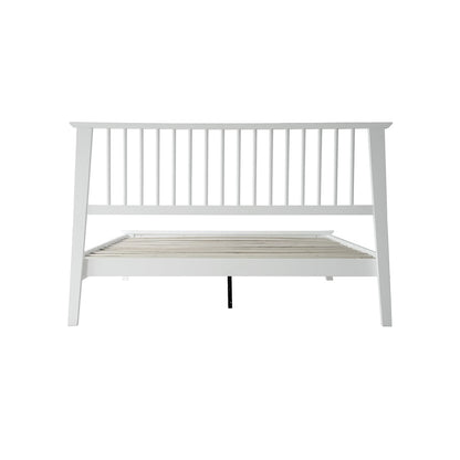 Full Size Bed Frame, Headboard & Footboard, Solid Wood Platform Bed, Anti-Slip & Noise-Free, 12 Durable Slatted Base, Centre Metal Legs, Easy Assembly, No Box Spring Needed, Pure White Finish YUF-39