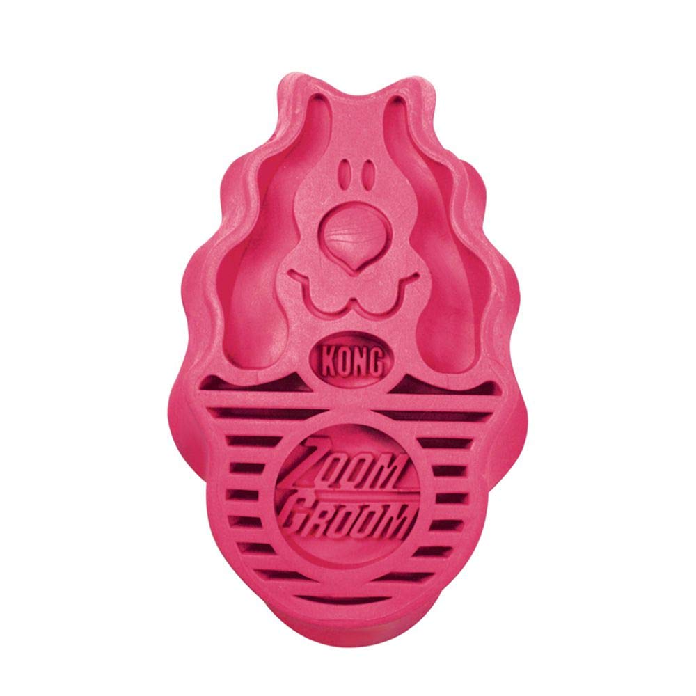 KONG - ZoomGroom - Dog Brush for Grooming and Shampooing - Red Brush for Large Dogs
