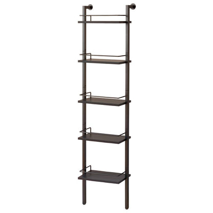YMYNY 5-Tier Freestanding Wine Racks，Liquor Bottle Display Shelf with Fences, Wall Mounted Floating Shelf Storage Stand for Kitchen, Dining Room, 16.93" L x 7.87" W x 69.68" H Black UHWR001B