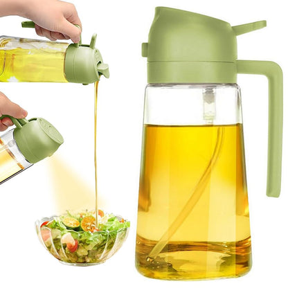 Oil Dispenser Bottle Glass Olive Oil Sprayer 2 Pcs: 2 in 1 Olive Oil Dispenser Bottle, Premium Oil Sprayer for Cooking, Glass Oil Spray Bottle for Air Fryer Salad BBQ Baking-470ml