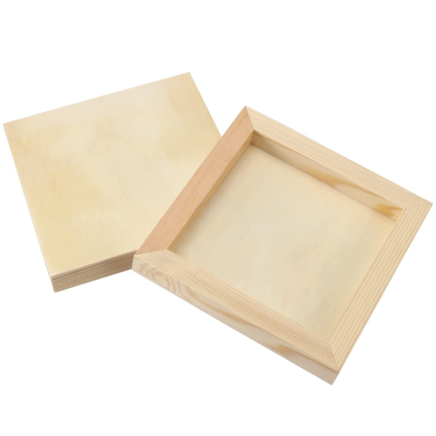 JOIKIT 20 Pack 5 x 5 Inch Wood Canvas Panels, 0.86cm Thick Wooden Canvas Board Unfinished Wood Cradled Painting Panel Boards, Artist Wooden Canvases for Burning, Pouring, String Art, Crafts