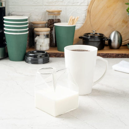 12 1 Restaurantware Ounce Glass Milk Carton Reusable Milk Carton Creamer - Durable Serve Cream Milk or Juice Clear