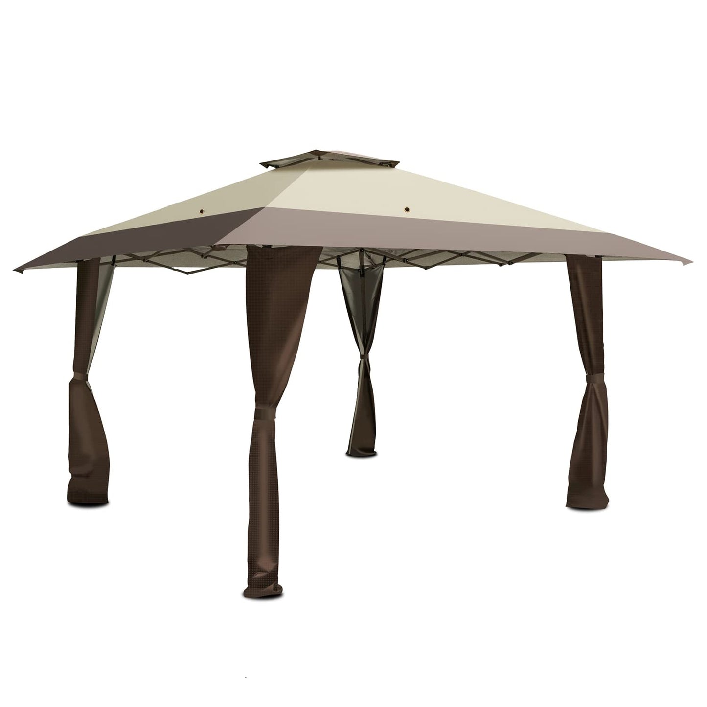 SlowSnail 13x13 Pop Up Canopy Tent, Upgraded Durable Outdoor Instant Sun Shade Canopy, Brown - Bonus 8 Stakes, 4 Guylines, 1 Roller Bag