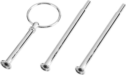 Cake Cupcake Tray Stand with Handle - 3-Tiers Round-Silver Hardware Fitting Holder, Pack of 3