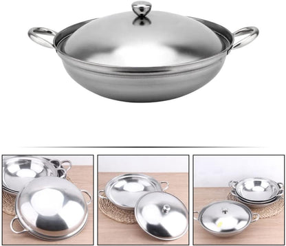 UPKOCH Stainless Steel Hot Pot Pan, 22cm Metal Shabu Shabu Hot Pot with Lid and Handle