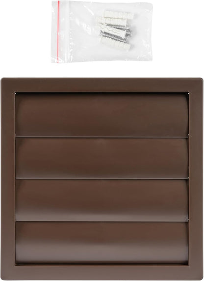 Plastic 6" Brown Dryer Vent Cover with Flange, Exhaust Ventilation Grille with Shutters, Louvered Air Vent for Various