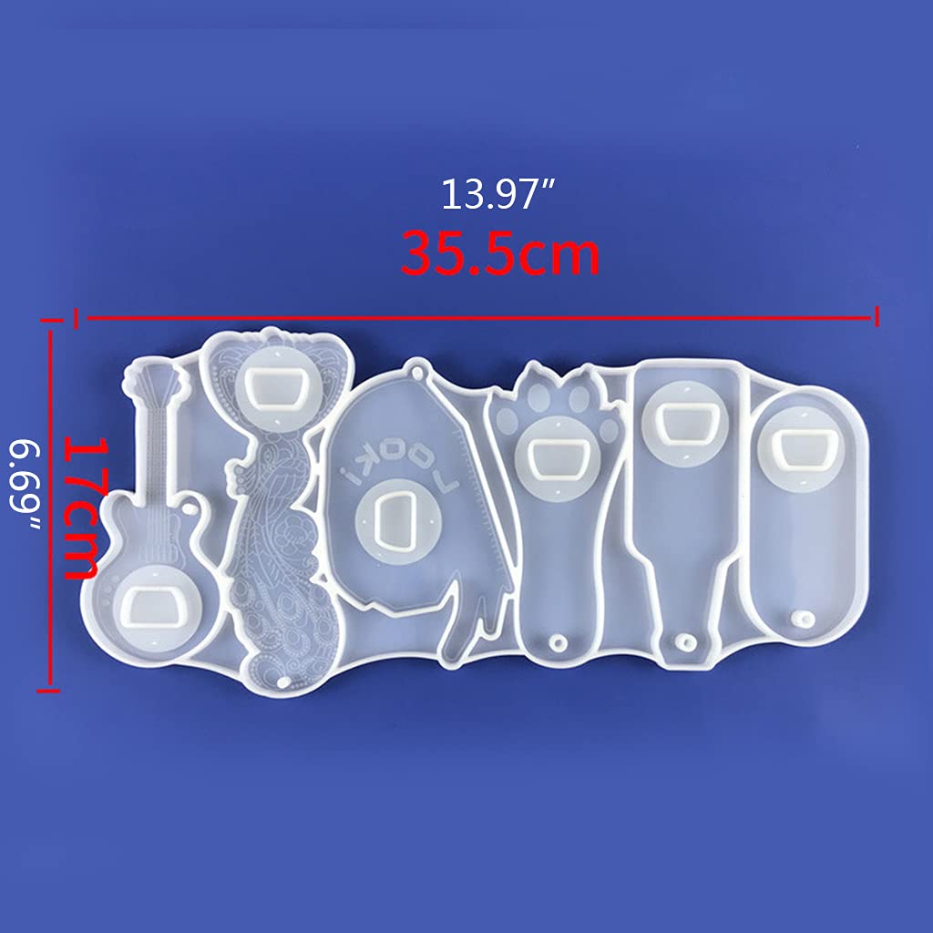 Epoxy Resin Mold Beer Opener Corkscrew Bottle Opener Silicone Mould Crafts Jewelry Keychain Making Tool Bottle Opener Epoxy Resin Mold (B)