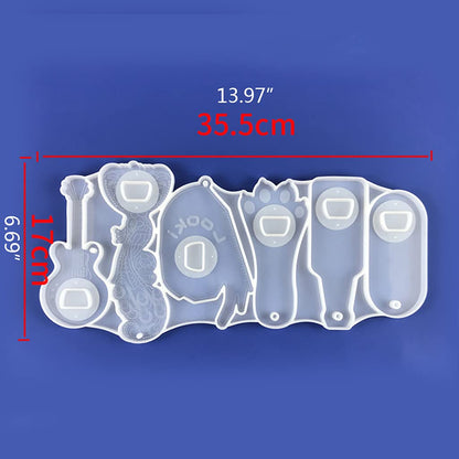 Epoxy Resin Mold Beer Opener Corkscrew Bottle Opener Silicone Mould Crafts Jewelry Keychain Making Tool Bottle Opener Epoxy Resin Mold (B)