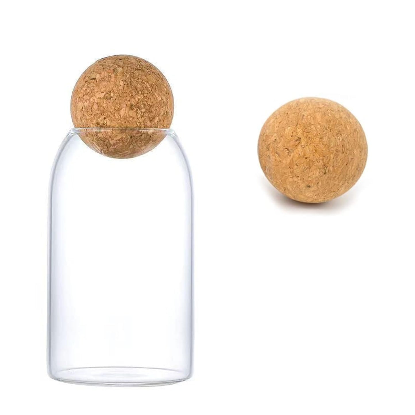 ZEGROA 750ML/25Oz Clear Glass Bottles, Glass Food Storage Containers with Airtight Round Cork, Decorative Sealed Jar Organizer Holder with Wooden Lid for Candy, Cookie, Nut, Spice, Tea, Coffee Bean