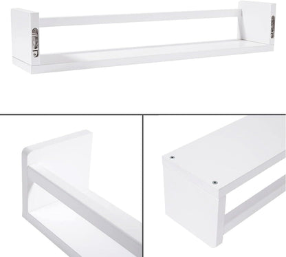 24 Inch Set 3, AZSKY Nursery Bookshelves White, Floating Bookshelves for Wall of Baby Kids Room Decor, Solid Wood Wall
