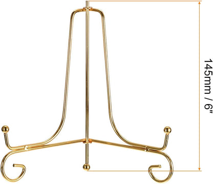 uxcell 2Pcs Iron Plate Stand for Display, 6 Inch Folding Decorative Easel for Photo Picture Frame, Gold