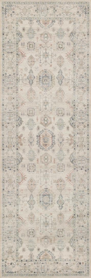 Loloi Hathaway Collection HTH-04 Runner Rug, Beige/Multi, 2'-6" x 7'-6", .25" Thick, Soft, Durable, Modern, Low Pile