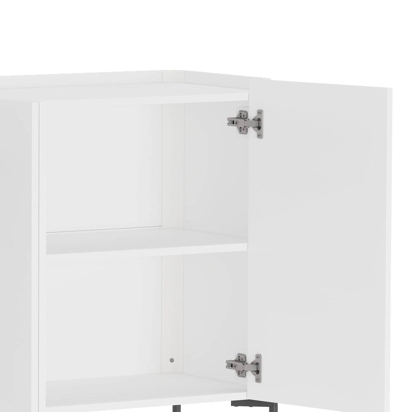 Manhattan Comfort Abbey 67" Sideboard Cabinet, Modern Console Table with Storage, Adjustable Shelves, Kitchen Buffet, Soft Close Doors, Handle-Free Design, Elevated Metal Legs, White