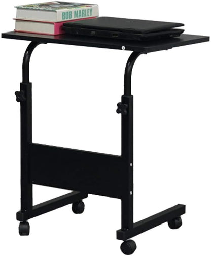 23.6 inch Karl home Small Side Mobile Table Computer Desk with Wheels Height Adjustable Rolling Potable Laptop Cart