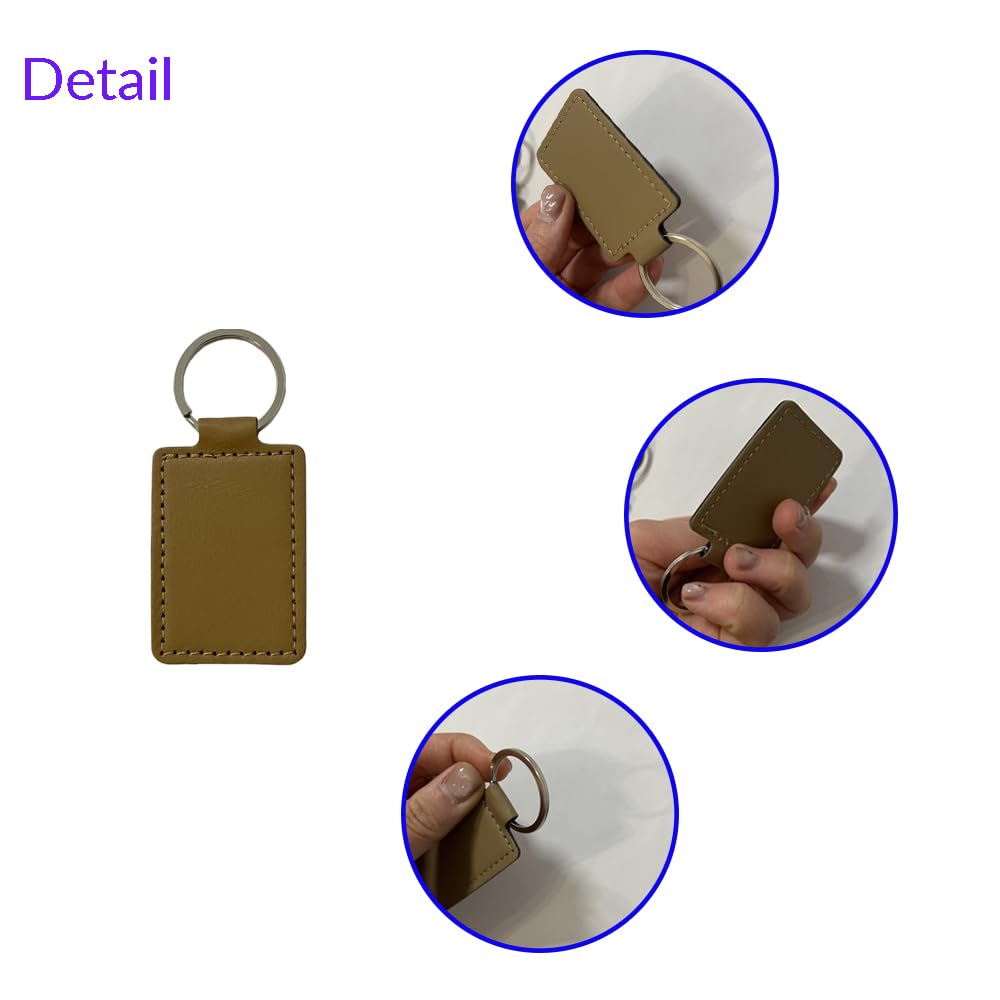 TQFXGLL 50 Pcs Blanks Leather Keychain, Laser Engraving Keychain for DIY Craft Gifts 10 Colors