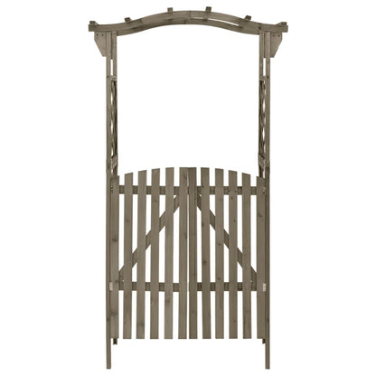 Grey Solid Firwood Pergola with Gate, Solid Pine Wood Large Outdoor Structure for Gardens and Patios, Traditional Design with Ornamental Inlays, Durable Construction and Easy