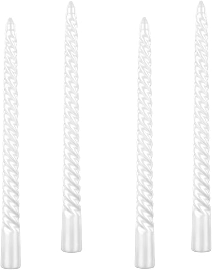 Kemladio 4 pcs 10 inch Taper Candles - Unscented Tapered Candles for Fancy Dinner, Halloween Party Decorations, White
