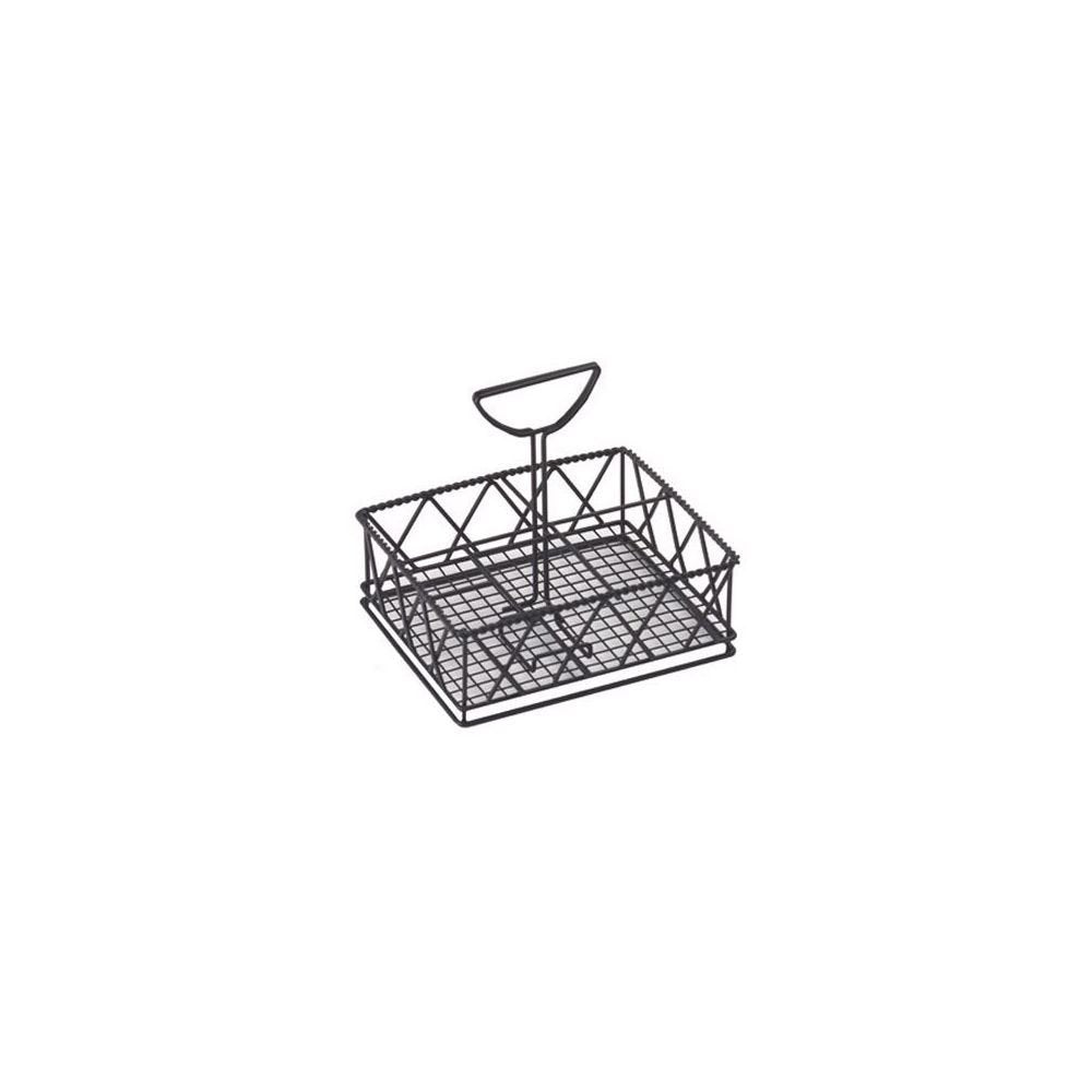 G.E.T. 4-931832 Black Metal Five Compartment Condiment Caddy Iron Powder Coated Table Caddies Collection, 9" x 7", Set of 1