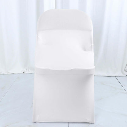 1 Set Rosette Efavormart White Satin Spandex Stretch Folding Chair Cover for Party Dining Chairs Wedding W/Foot Pockets