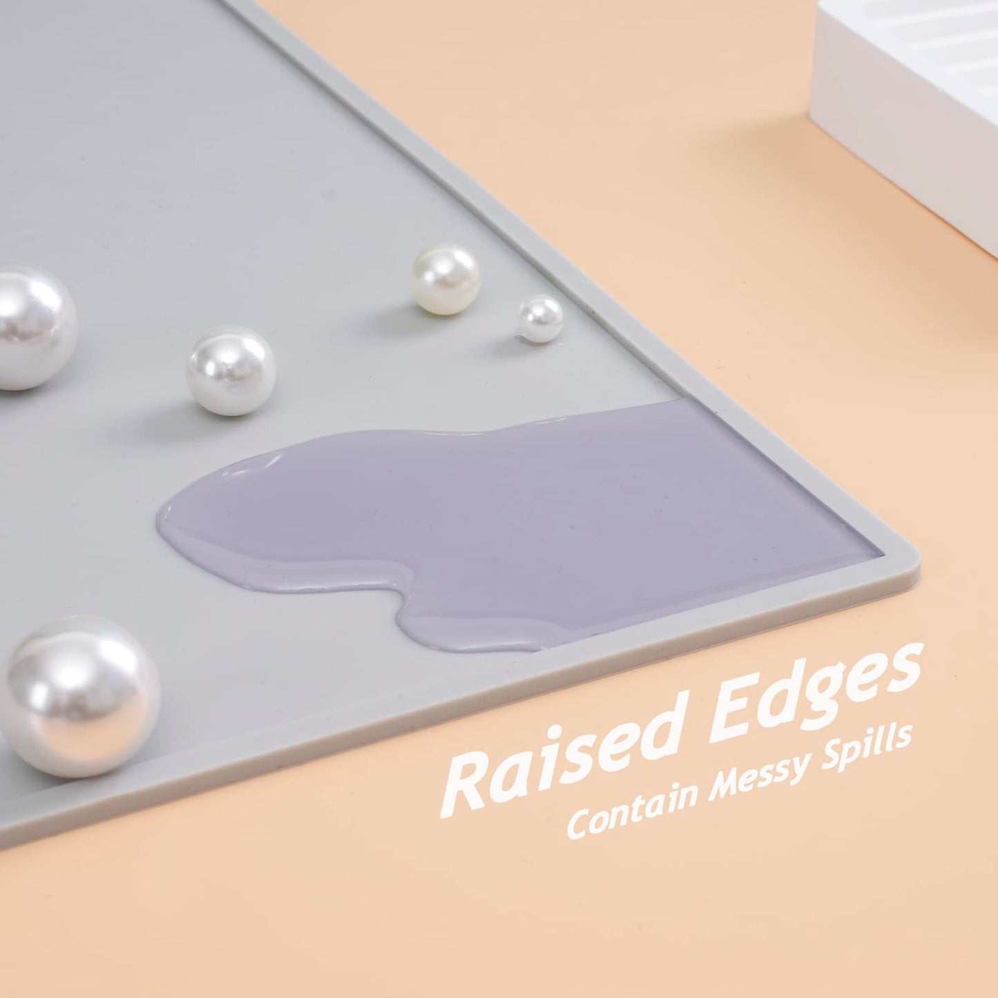 SAPID Extra Large 32"x24" Silicone Painting Mat with Raised Edges, NonStick Silicone Craft Mat for Resin Casting, Silicon Art Matt for Kids, Creator, Silicone Mats for Crafts, Clay, DIY, Gray