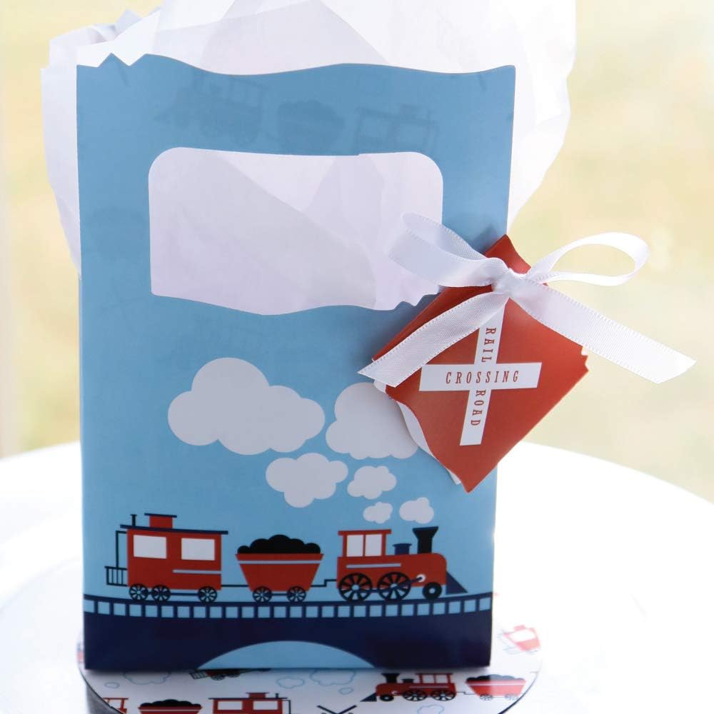 Set 12 Big Dot of Happiness Railroad Party Crossing - Steam Train Birthday or Baby Shower Favor Boxes