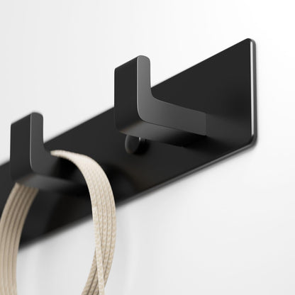 GWAAZXGZ Black Coat Rack Wall Mount - 12.5 inch Modern Metal Hook Rail with 4 Right-Angle Hooks, Drill-Mounted Organizer for Coats, Hats, Bags in Entryway, Bathroom, Bedroom (2 Pack)