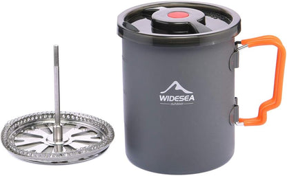 widesea Camping Coffee Pot 750ML | French Press Coffee Maker, Lightweight Backpacking Pot with Collapsible Handle for