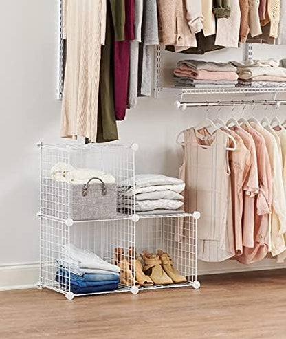 Rubbermaid 3 Piece Stackable Storage Wire Cube Set, Easy Assemble, White, Multi-Use Home Organizer for Closet/Toys