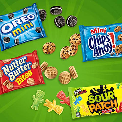 OREO Mini Cookies, CHIPS AHOY! Mini Cookies, SOUR PATCH KIDS Candy & Nutter Butter Bites & Candy Variety Pack, 32 Snack Packs