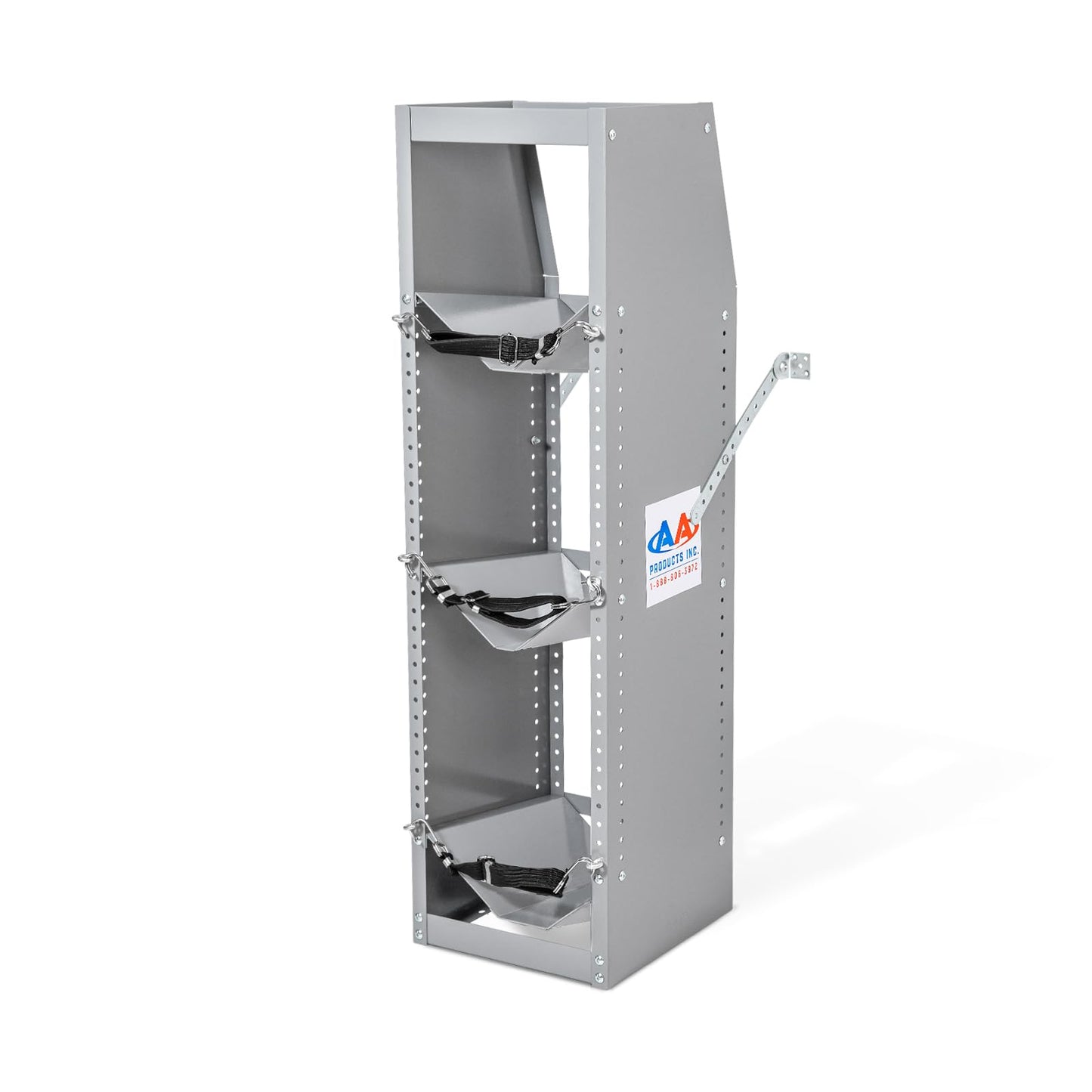 AA Products TR-3-38 Refrigerant Tank Rack Steel Freon Tank Holder Rack Shelving Storage with Top Shelf for Cargo Van, 38" H x 12.2" W x 13" D