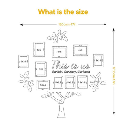 bllokna Family Tree Wall Decor Picture Frame Collage Home Decorations Acrylic 3D DIY Stickers Photo Collage Frame for Living Room With Home Sign This is Us