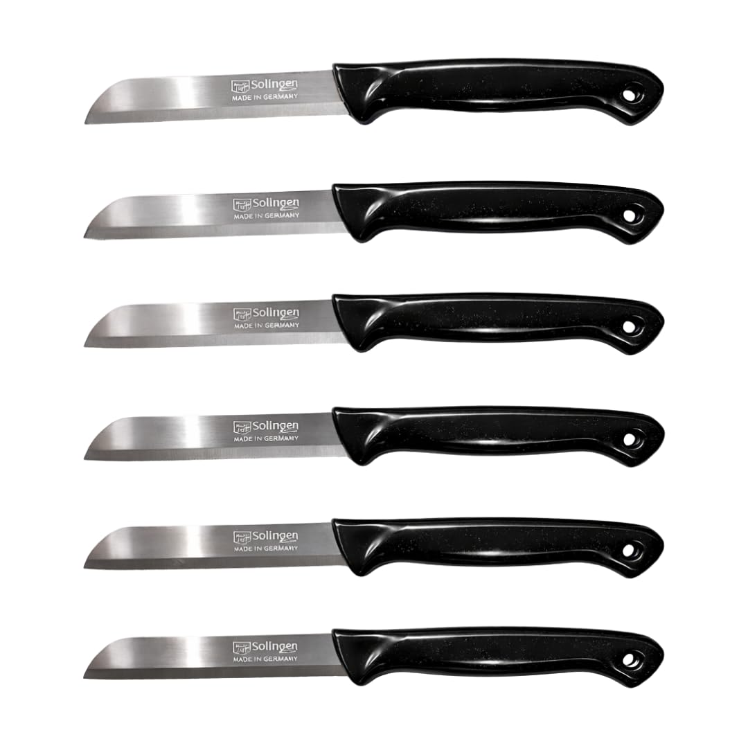 Solingen 6 Pcs Serrated Paring Knife Set – Sharp Small Kitchen Knives for Fruit & Vegetable – German Stainless Steel – Made in Solingen – Ideal for Cutting