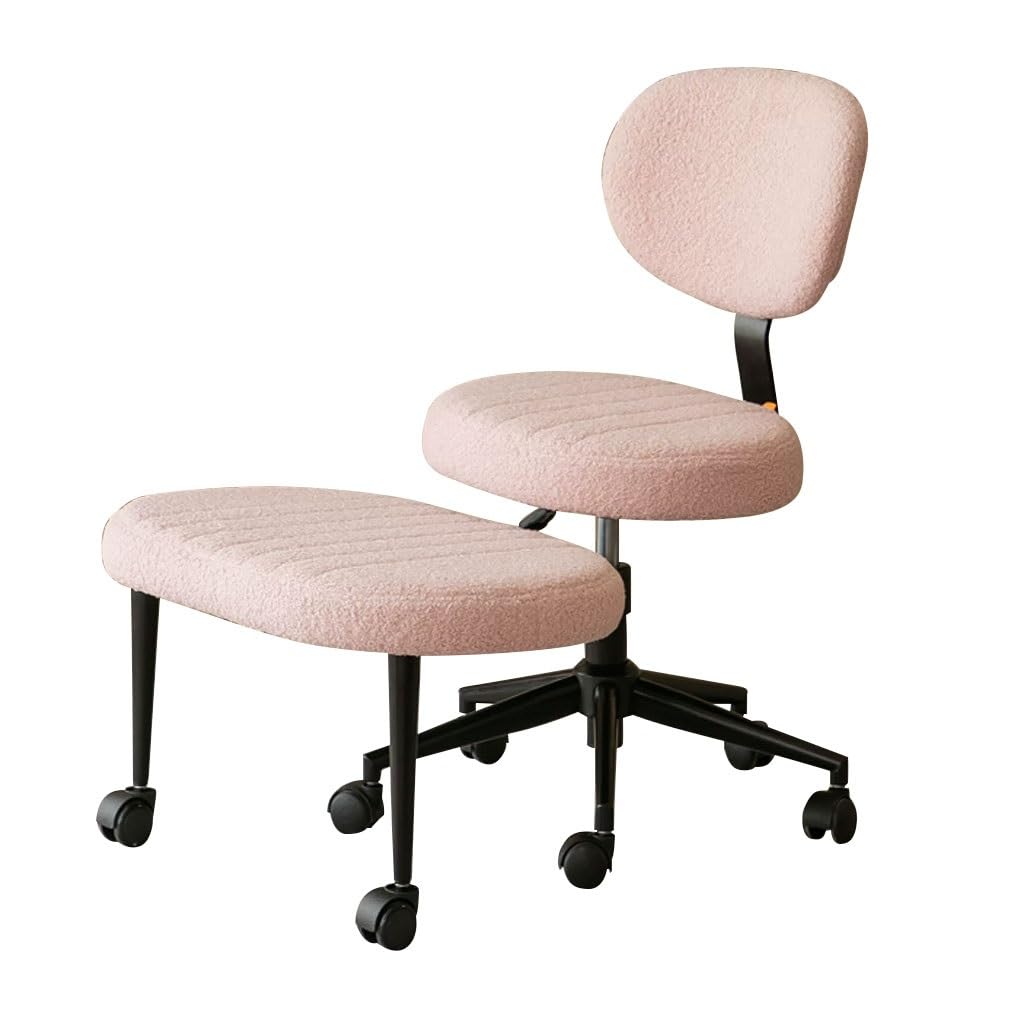 Cross Legged Office Chairs with Wheels,Flexible Kneeling Chair for Fidgeting,Ergonomic Wide Meditation Chair for Adults 360° Swivel Chairs(Pink)