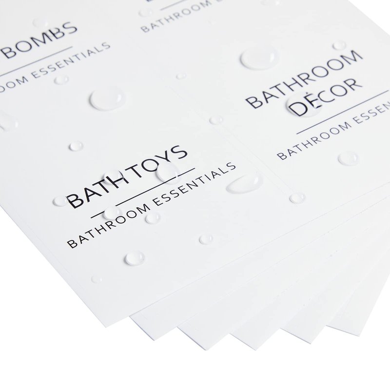 Talented Kitchen Minimalist Bathroom Labels for Organizing - 174 Labels, 2.5" x 2.5" & 2.5" x 0.75", Black on White - Stickers for Jars & Bottles - Water-Resistant for Medicine Cabinet