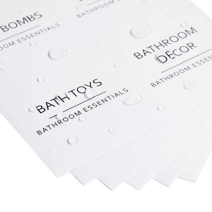 Talented Kitchen Minimalist Bathroom Labels for Organizing - 174 Labels, 2.5" x 2.5" & 2.5" x 0.75", Black on White - Stickers for Jars & Bottles - Water-Resistant for Medicine Cabinet