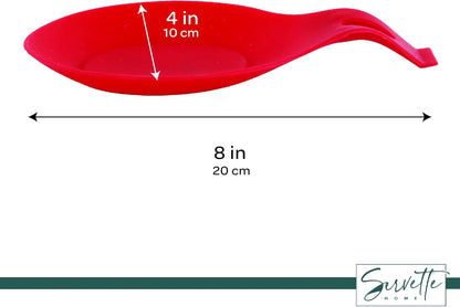 Silicone Spoon Rest for Kitchen, Spoon Holder - Red