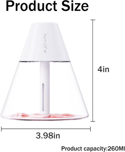 INVODA Mini Humidifiers, 260ml USB Personal Cool Mist Humidifier with Night Light, White