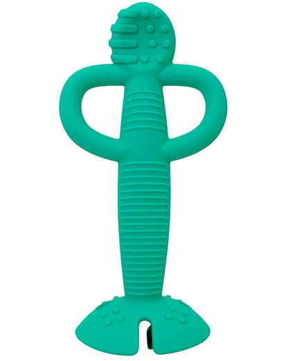 Busy Baby Teething Spoon - 2-in-1 Teether and Training Spoon for Self Feeding, Dishwasher Safe, BPA Free, Food Grade Silicone (Spearmint)
