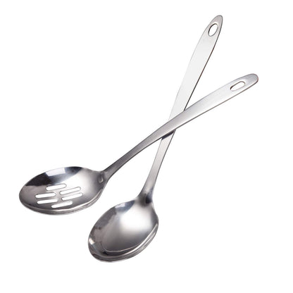 IMEEA Stainless Steel Serving Spoon Set 13-Inch Cooking & Serving Spoons Solid & Slotted Kitchen Spoon Set Metal Serving Utensils
